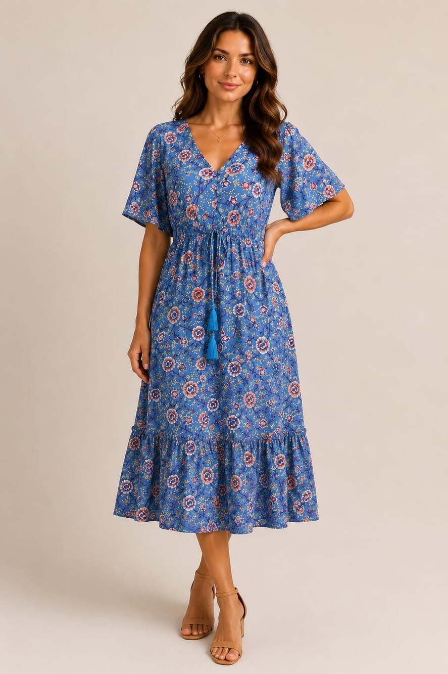 Anthropologie Sunday Mi Amor Floral Cottagecore Prairie Boho Tiered Midi Dress M